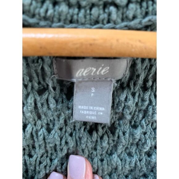 AERIE Sweater Loose Knit Sage Green Sleeveless Top Small - Picture 5 of 5